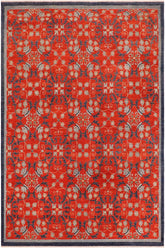 handmade Transitional Kafkaz Rust Blue Hand Knotted RECTANGLE 100% WOOL area rug 10 x 14